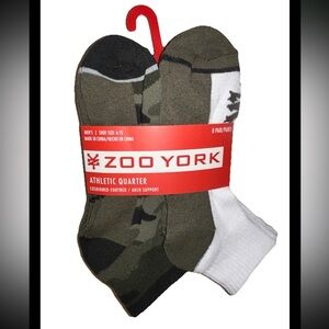 Zoo York Quarter Socks 8 Pair Men 6-12 Brown Black White Mix ZY Logos Skate NEW!